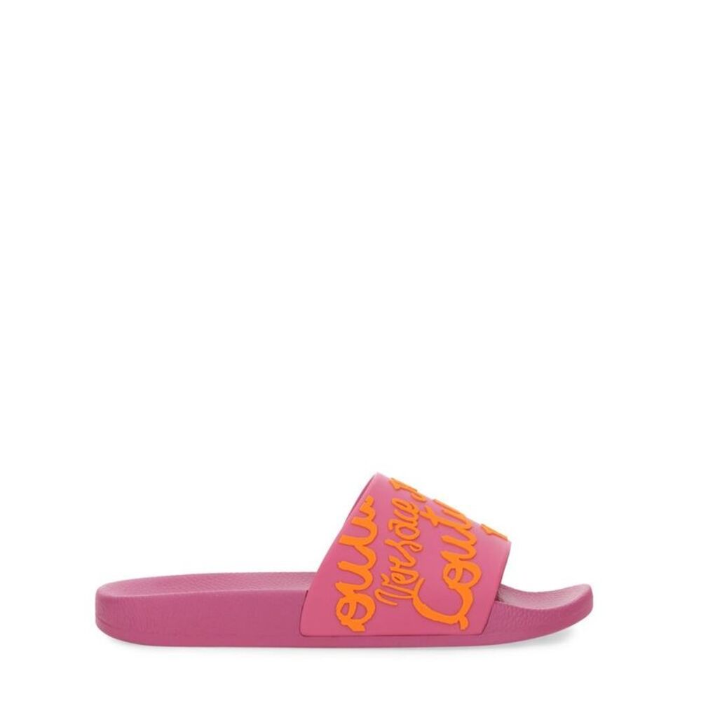 VERSACE JEANS COUTURE Women's Logo Slides Women PINK Sandals